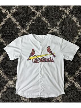 St. Louis Cardinals Baseball Jersey Men's XL White Button Front Geometric Logo